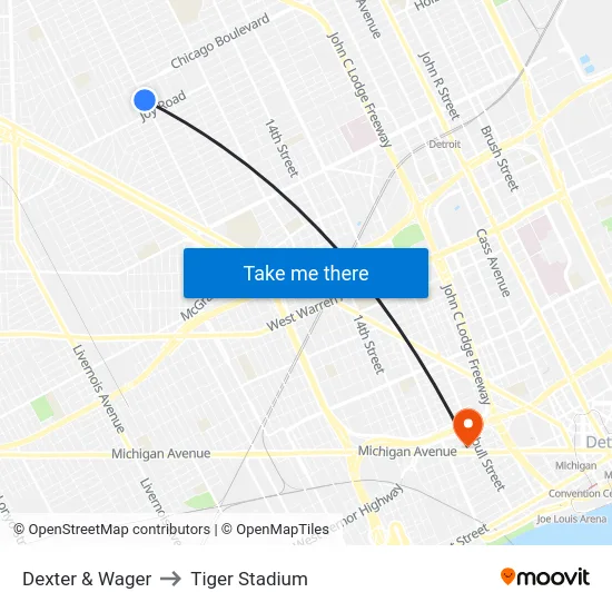 Dexter & Wager to Tiger Stadium map