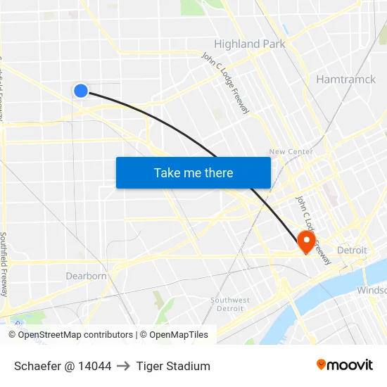 Schaefer @ 14044 to Tiger Stadium map