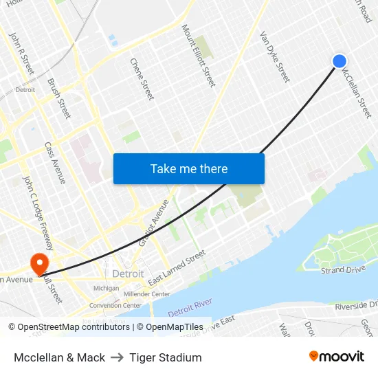 Mcclellan & Mack to Tiger Stadium map
