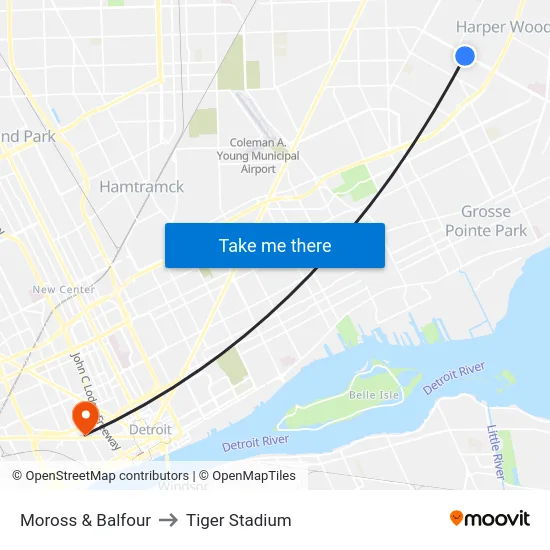 Moross & Balfour to Tiger Stadium map