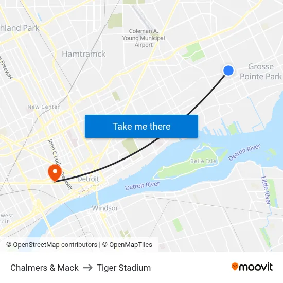 Chalmers & Mack to Tiger Stadium map