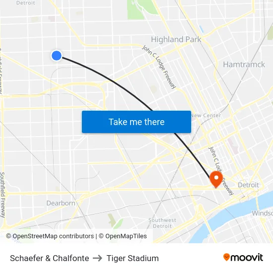 Schaefer & Chalfonte to Tiger Stadium map