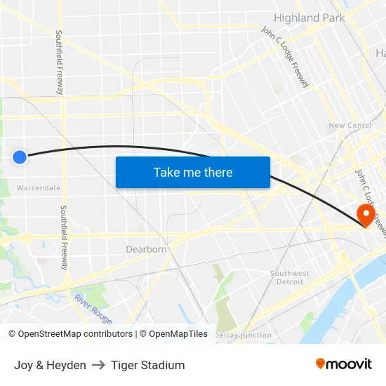 Joy & Heyden to Tiger Stadium map