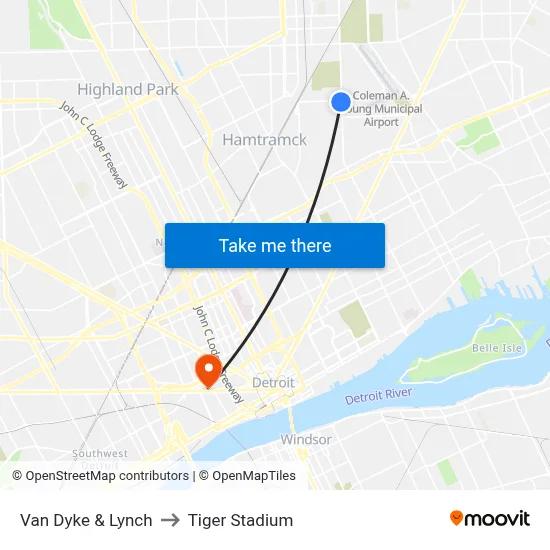 Van Dyke & Lynch to Tiger Stadium map