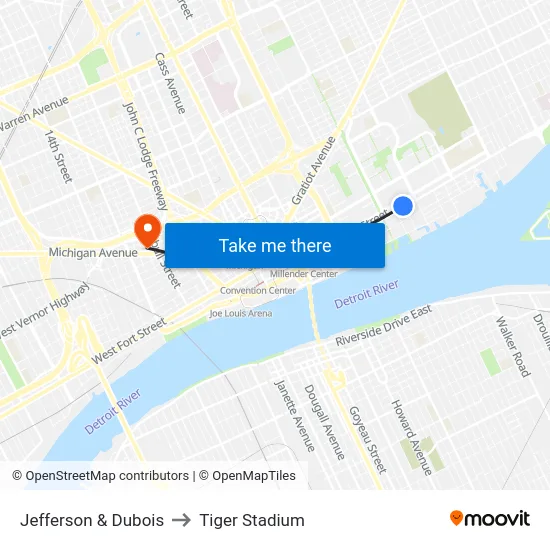 Jefferson & Dubois to Tiger Stadium map