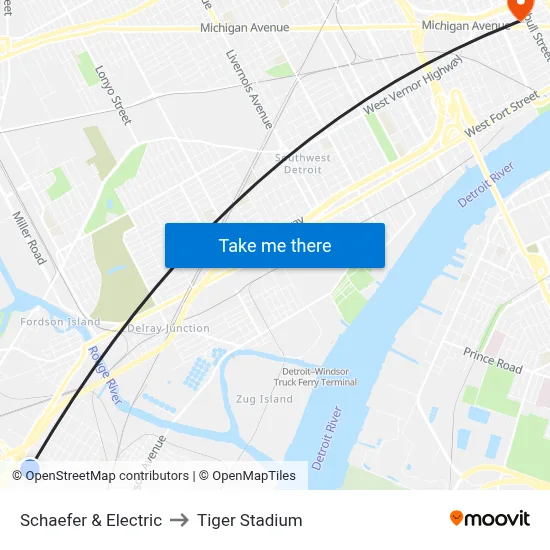 Schaefer & Electric to Tiger Stadium map