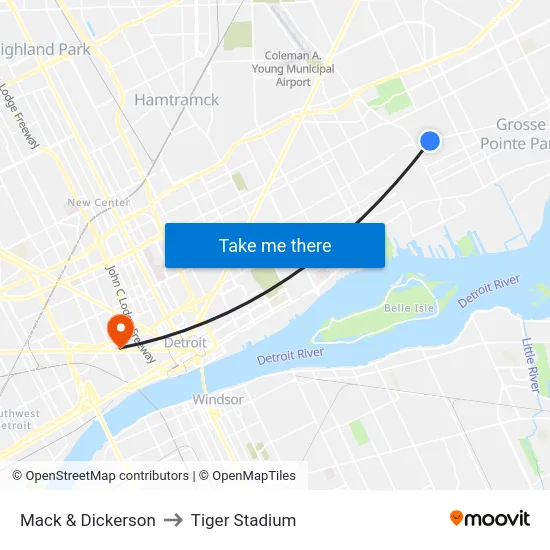Mack & Dickerson to Tiger Stadium map