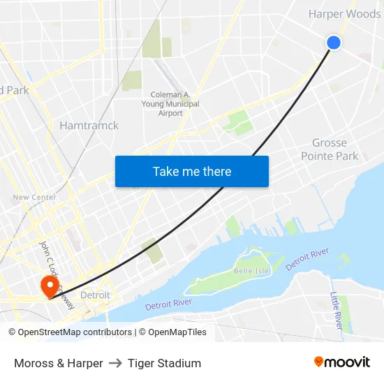Moross & Harper to Tiger Stadium map