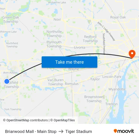 Briarwood Mall - Main Stop to Tiger Stadium map