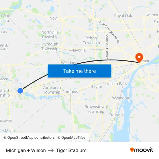 Michigan + Wilson to Tiger Stadium map