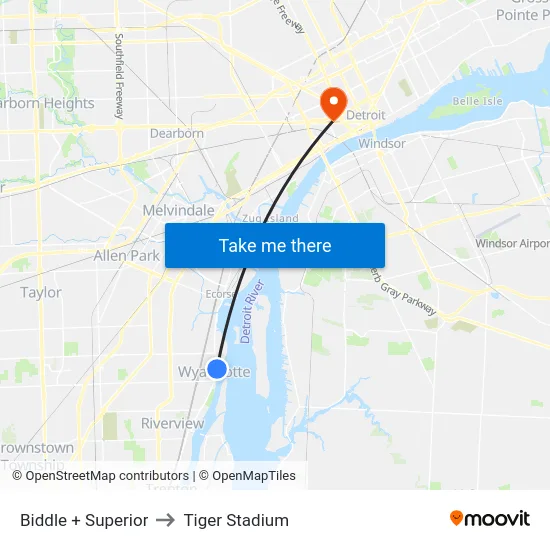 Biddle + Superior to Tiger Stadium map