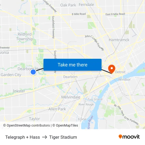 Telegraph + Hass to Tiger Stadium map