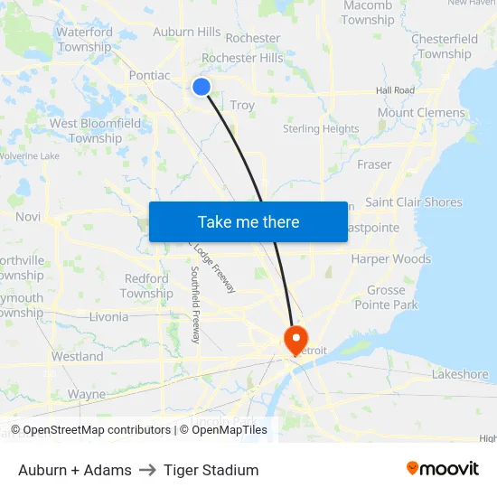 Auburn + Adams to Tiger Stadium map