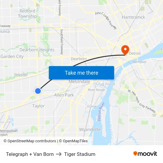 Telegraph + Van Born to Tiger Stadium map