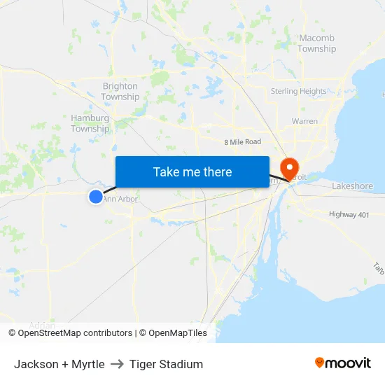 Jackson + Myrtle to Tiger Stadium map