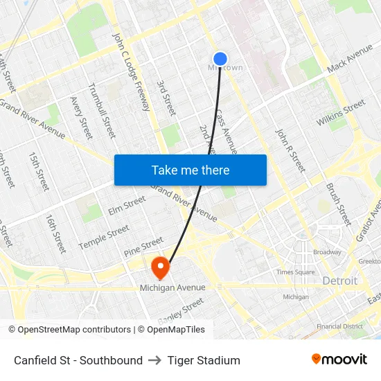 Canfield St - Southbound to Tiger Stadium map