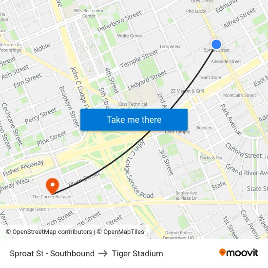 Sproat St - Southbound to Tiger Stadium map