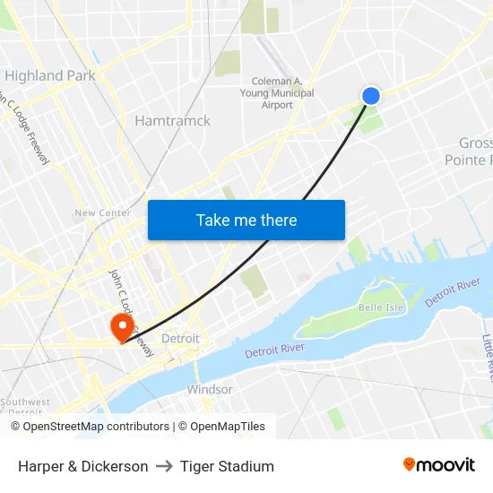 Harper & Dickerson to Tiger Stadium map