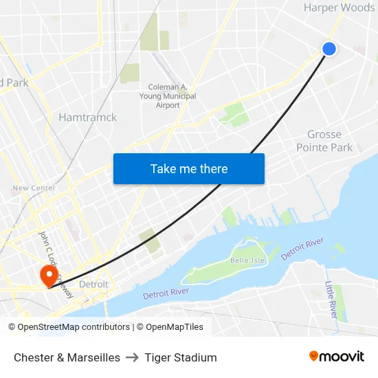 Chester & Marseilles to Tiger Stadium map