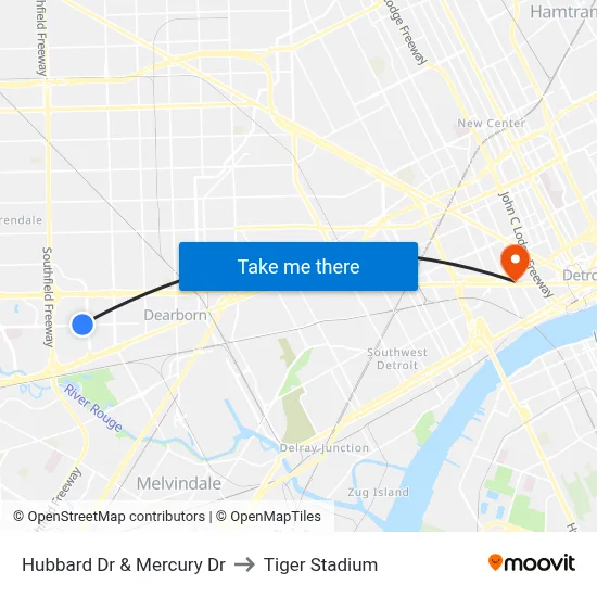Hubbard Dr & Mercury Dr to Tiger Stadium map