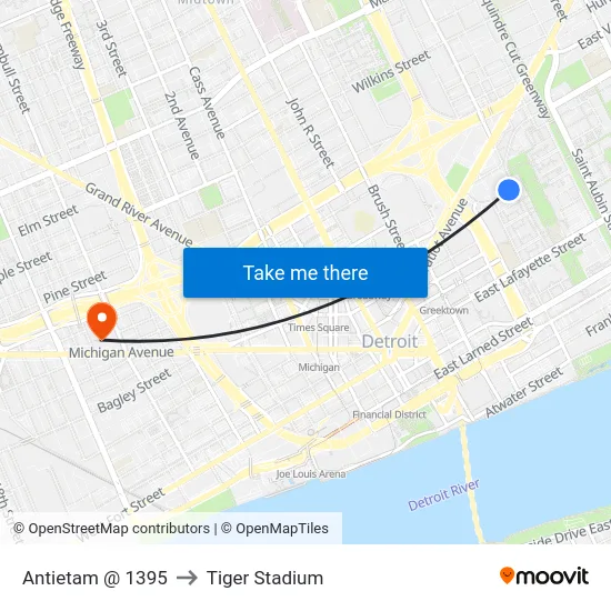 Antietam @ 1395 to Tiger Stadium map