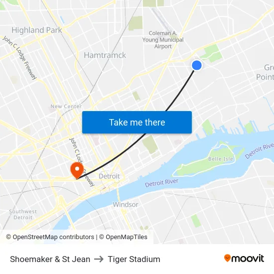Shoemaker & St Jean to Tiger Stadium map