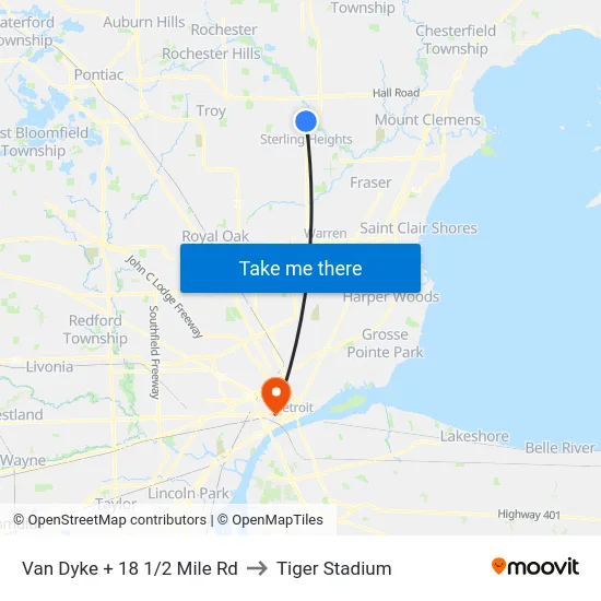 Van Dyke @ 18 1/2 Mile to Tiger Stadium map