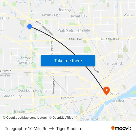 Telegraph @ 10 Mile to Tiger Stadium map