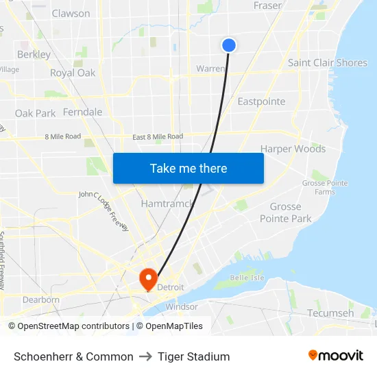 Schoenherr & Common to Tiger Stadium map