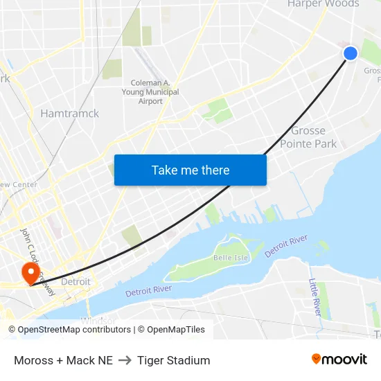Moross + Mack NE to Tiger Stadium map