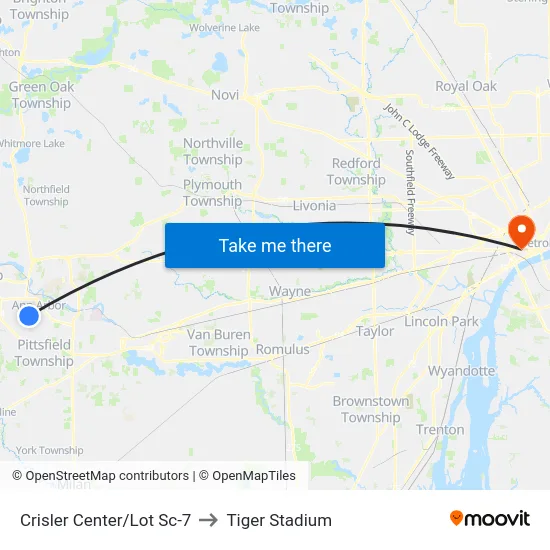 Crisler Center/Lot Sc-7 to Tiger Stadium map