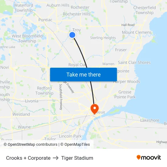 Crooks + Corporate to Tiger Stadium map