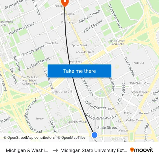 Michigan & Washington to Michigan State University Extension map