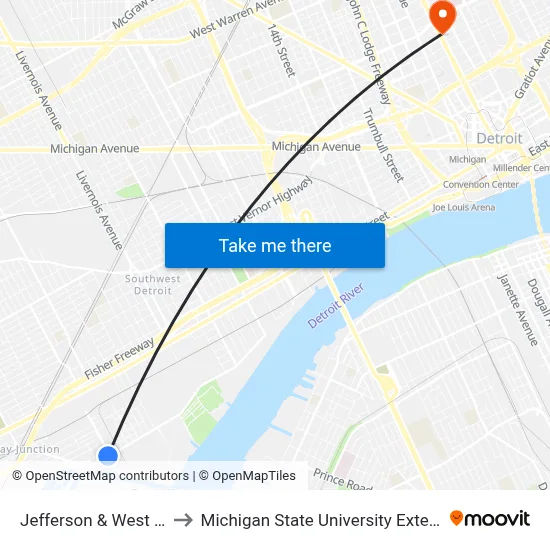 Jefferson & West End to Michigan State University Extension map