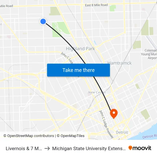 Livernois & 7 Mile to Michigan State University Extension map