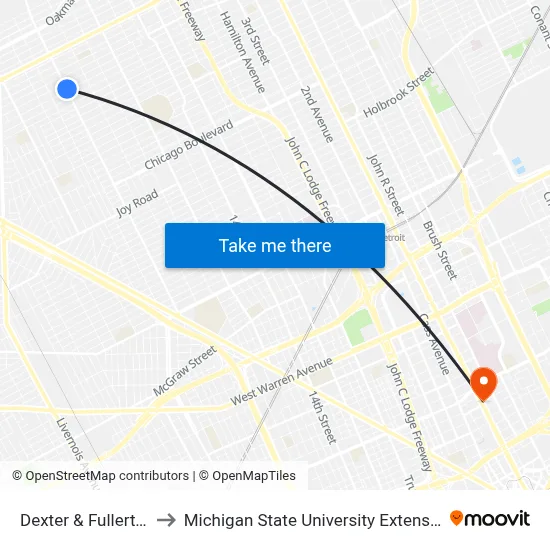 Dexter & Fullerton to Michigan State University Extension map