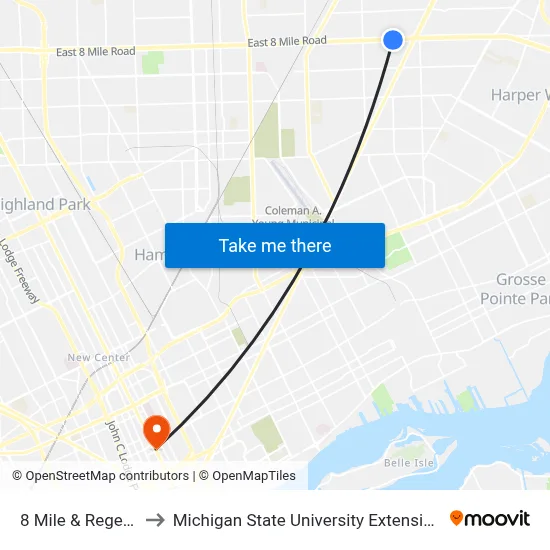 8 Mile & Regent to Michigan State University Extension map