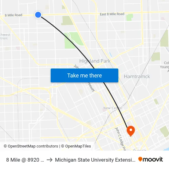 8 Mile @ 8920 W to Michigan State University Extension map