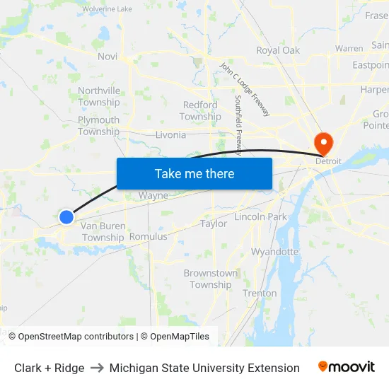 Clark + Ridge to Michigan State University Extension map