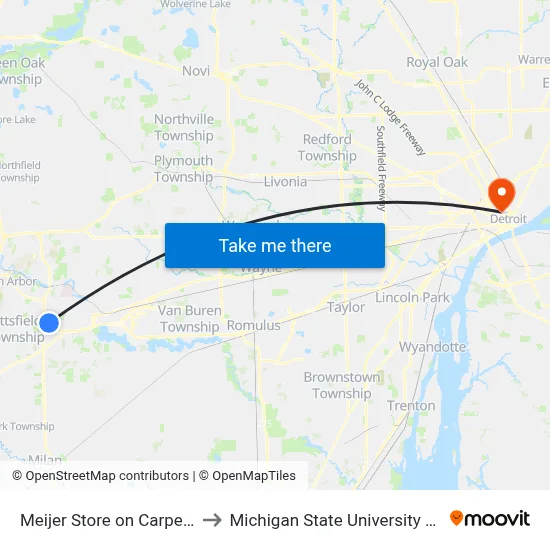 Meijer Store on Carpenter Rd. to Michigan State University Extension map