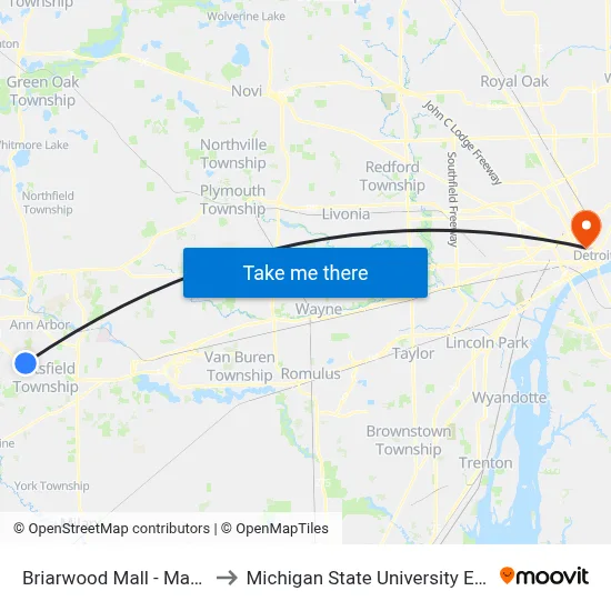 Briarwood Mall - Main Stop to Michigan State University Extension map