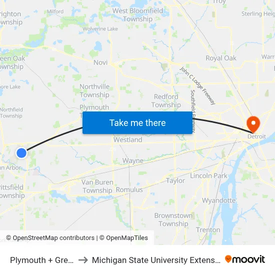 Plymouth + Green to Michigan State University Extension map