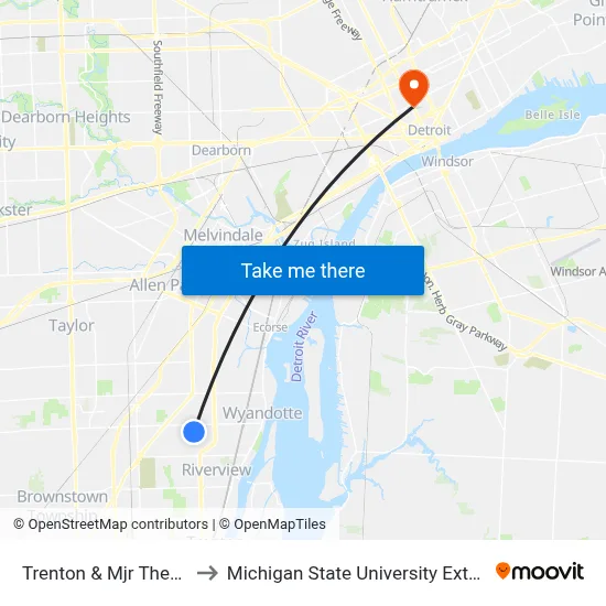 Trenton & Mjr Theatres to Michigan State University Extension map