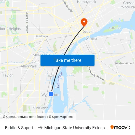 Biddle & Superior to Michigan State University Extension map