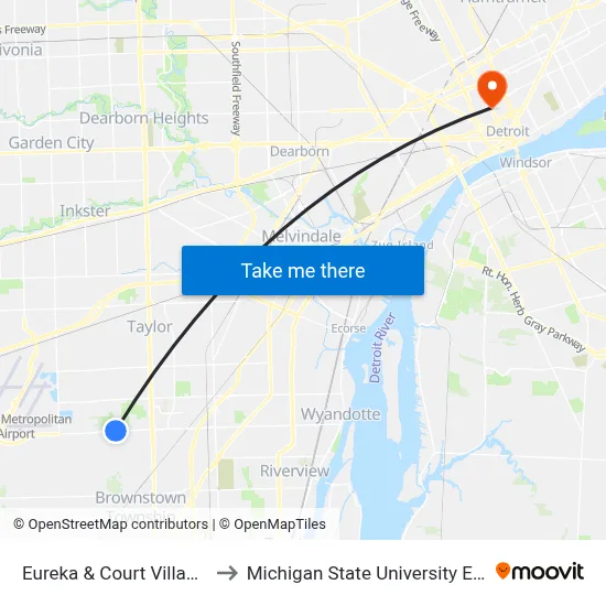 Eureka & Court Village Lane to Michigan State University Extension map