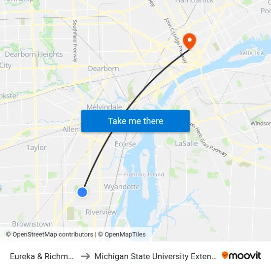 Eureka & Richmond to Michigan State University Extension map