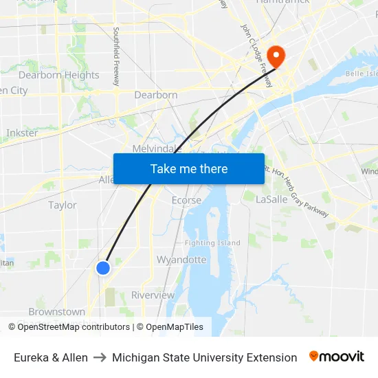 Eureka & Allen to Michigan State University Extension map