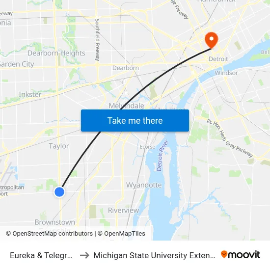 Eureka & Telegraph to Michigan State University Extension map
