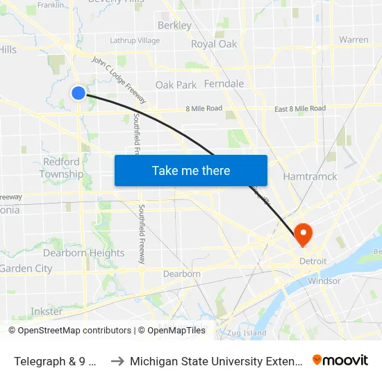 Telegraph & 9 Mile to Michigan State University Extension map