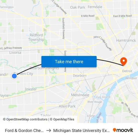 Ford & Gordon Chevrolet to Michigan State University Extension map